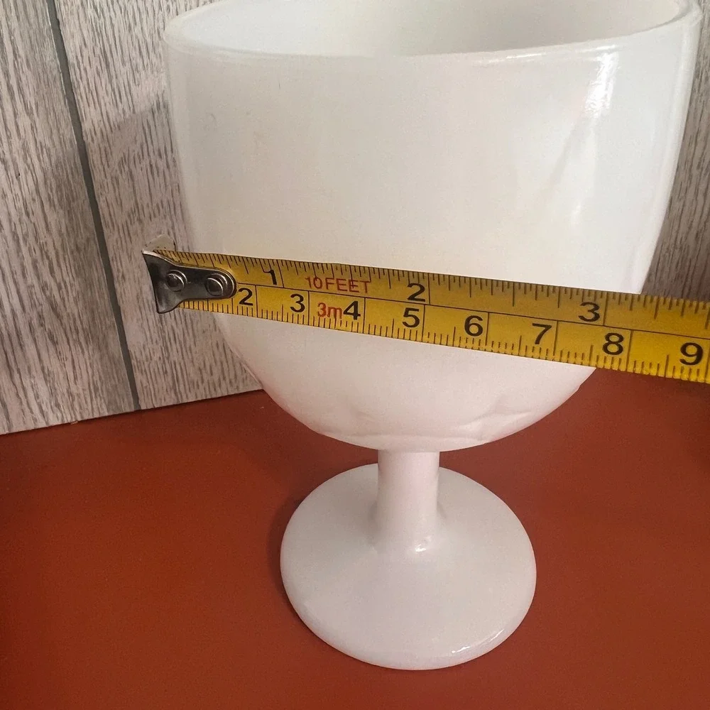 Vintage Milk Glass Goblet White Star Embossed‎ Pedestal Chalice Water Wine Glass